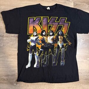 KISS Band T-Shirt Mens Large Black Graphic Rock Concert Tee 2009 Anvil